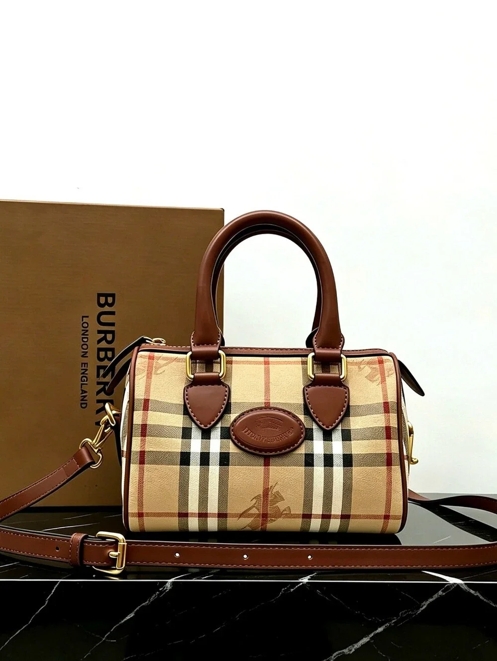 Burberry Mini Check Bowling Bag - Picture 4 of 6